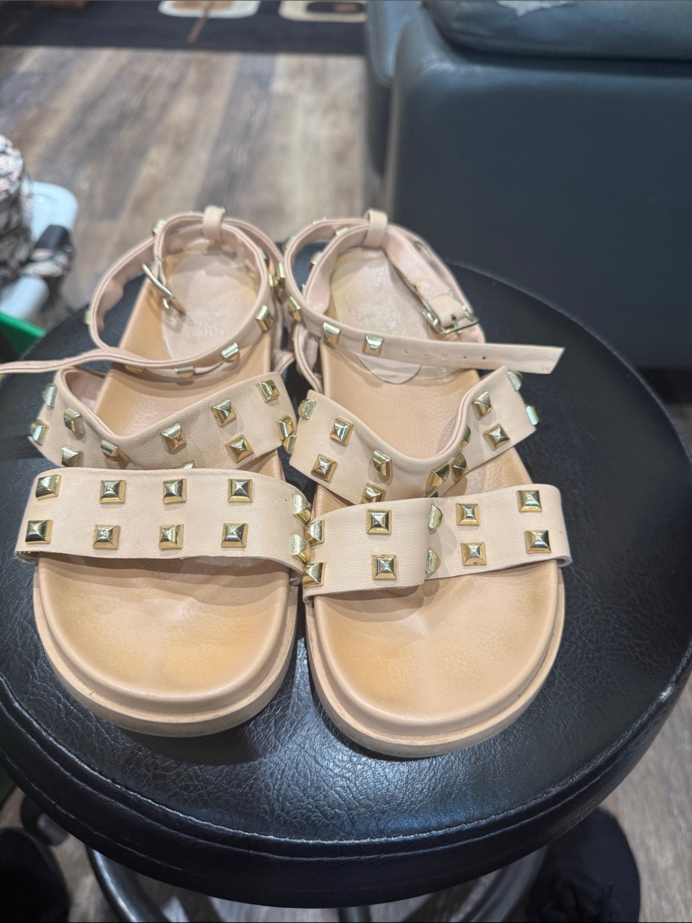 Vince Camuto Beige-Tan Studded Kids Sandals